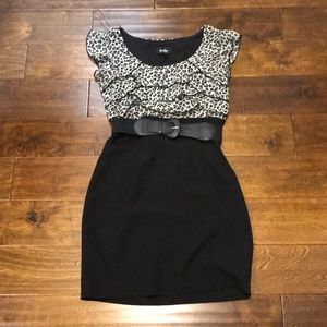 By & By Women’s Dress w/ Belt - Black/White